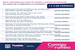 Por festejos a la Candelaria, gobernación municipal autoriza venta de antojitos en inmediaciones de 9 templos de la ciudad