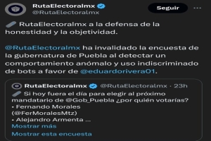 Comportamiento anómalo y uso de bots; el juego sucio de Eduardo Rivera para ganar encuestas electorales 