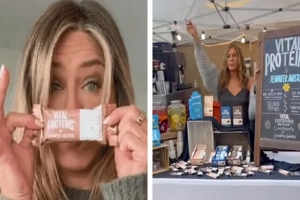 ¡Pásele, güerita! Jennifer Aniston sorprendió en un mercado vendiendo sus productos