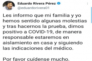 Eduardo Rivera y familia dan positivo a COVID-19