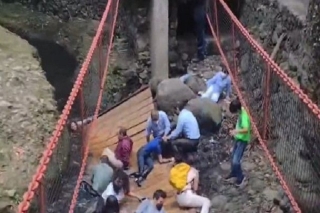 Cae puente colgante en Cuernavaca; hay varios heridos
