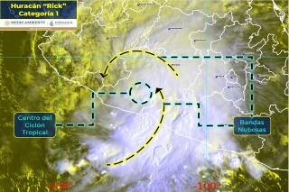 Rick se degrada a huracán categoría 1; se localiza en Michoacán