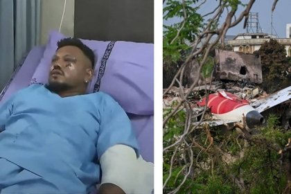 Único sobreviviente del avionazo en India carga el ataúd de su hermano muerto en siniestro