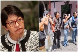 Hartazgo de estudiantes de la Buap se hace notar durante presentación de Lilia Cedillo; piden no a la reelección