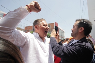 Fer Morales recibe  y apoya a Jorge Máynez en su visita a Puebla 