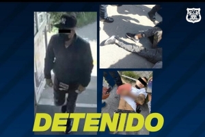 Policía municipal de Puebla detiene a un sujeto que de manera violenta robó una camioneta