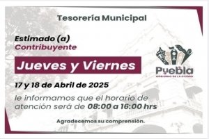 Informa Gobierno de la Ciudad horarios en cajas de Tesorería de los próximos días