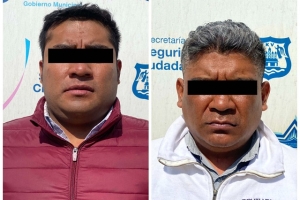 Policía municipal de Puebla detuvo a dos sujetos por robo a institución financiera