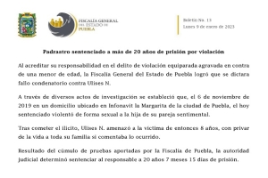 Violador de una menor de edad es sentenciado a más de 20 años de prisión