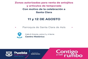 Por festejos a “Santa Clara”, gobierno municipal permitirá venta de antojitos y artículos religiosos en la 6 oriente