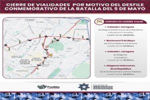 Implementará la SSC cierres viales por la realización del Desfile Conmemorativo de la Batalla del 5 de Mayo