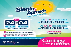 SMDIF Puebla invita a curso de verano “Siente y Aprende” para padres e hijos