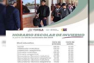 Entrará este 4 de noviembre horario de invierno en más de 12 escuelas poblanas: SEP