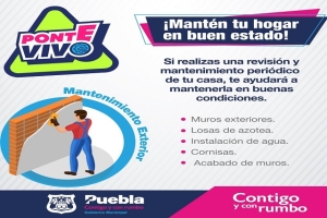 Ayuntamiento de Puebla brinda recomendaciones para mantenimiento preventivo a inmuebles ante temporada de lluvias