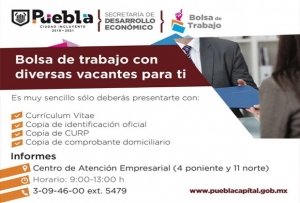 El Ayuntamiento de Puebla brinda el servicio de Bolsa de Trabajo
