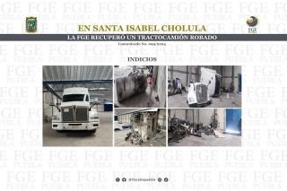 En Santa Isabel Cholula, la FGE recuperó un tractocamión robado  