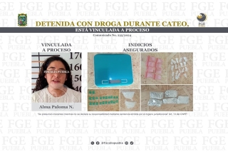 Detiene la FGE a mujer por posesión de drogas en Tecamachalco