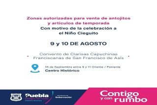 Ayuntamiento de puebla permitirá venta de antojitos y artículos religiosos por celebración al “niño cieguito”
