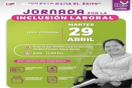 Invita SMDIF a la primera jornada por la inclusión laboral en CMERI