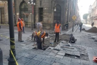 Cierres viales en el Centro Histórico de Puebla por trabajos de rehabilitación